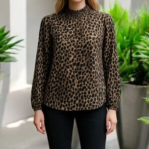 J. Crew Brown Leopard Print Blouse